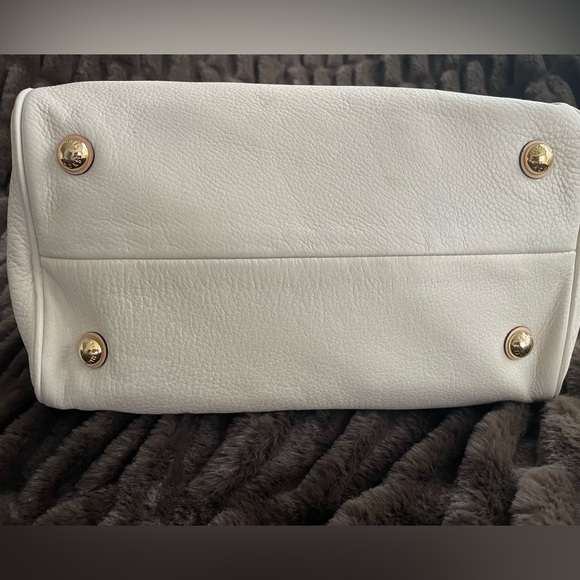 MICHAEL KORS Pebbled Leather Satchel Bag GRAYSON Handbag Monogram WHITE - Picture 9 of 12